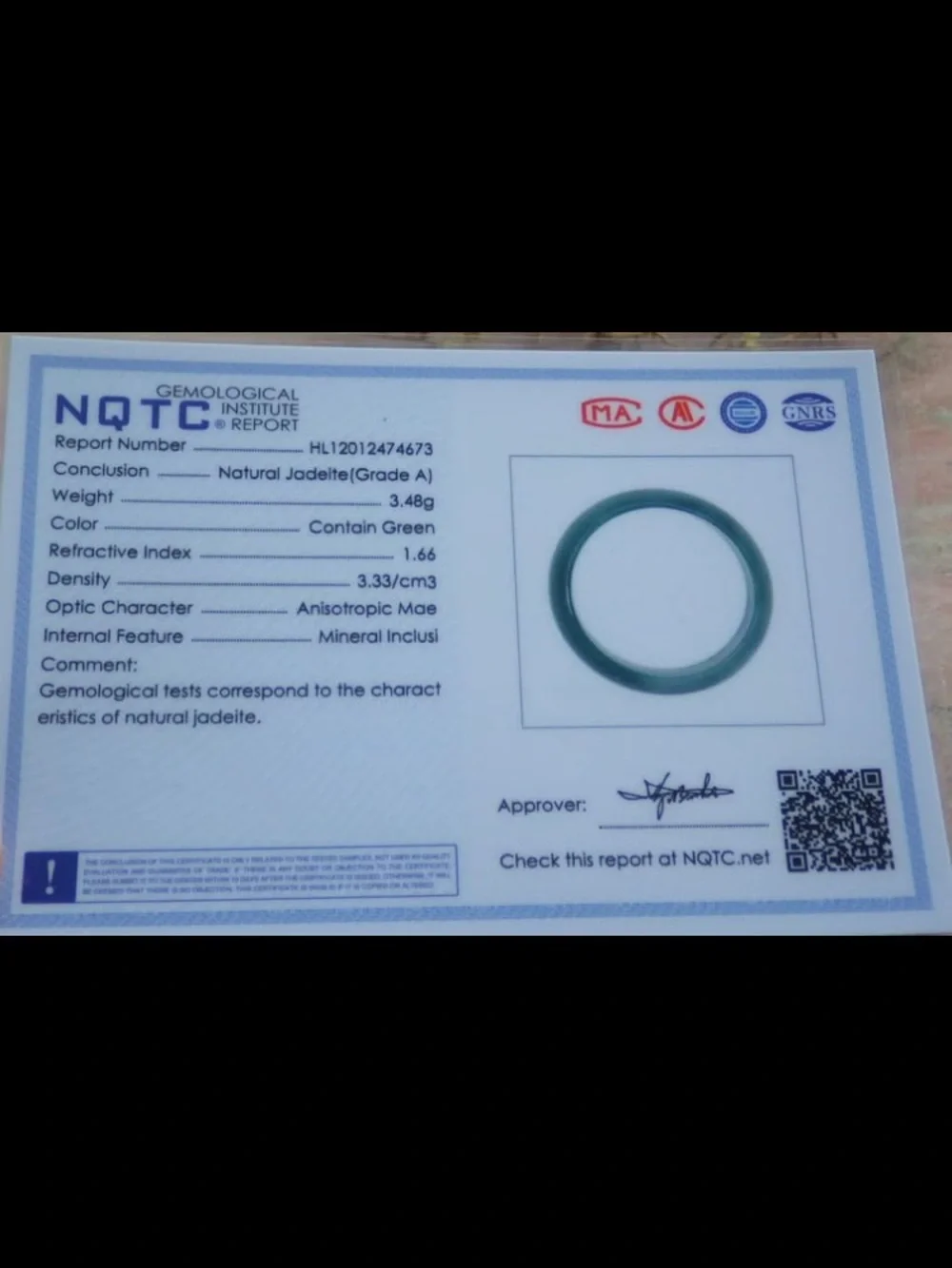 Certificate Jadeite Jewelry Jade luck Green Ring Size 9.5